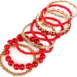 RIAH FASHION Multi Color Stretch Beaded Stackable Bracelets - Layering Bead Strand Statement Wrap Bangles - Image 3