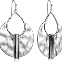AllenCOCO Boho Gold And Silver Ethnic Hammered Crescent Dangle Earrings for Women Hypoallergenic Jewelry Gift