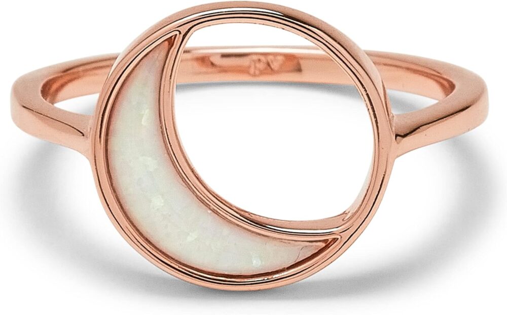 Pura Vida Ring Rose Gold Eclipse Handmade Ring - Stackable Ring with Resin Opal, Ring Jewelry with Brass Base - Rose Gold Rings for Women, Cute Rings for Teen Girls, Boho Jewelry for Women - Size 5-9