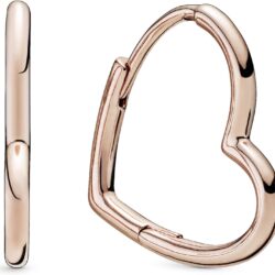 PANDORA Asymmetrical Heart Hoop Earrings - Minimalist Hoop Earrings - Stunning Women's Earrings - Great Gift for Her - 14k Rose Gold
