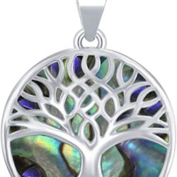 Sterling Silver Turquoise Stone Abalone Mother of Pearl Necklaces for Women - Tree of Life Necklace - Heart Pendant Necklaces - Unique Jewelry Gifts for Women - Gifts for Mom