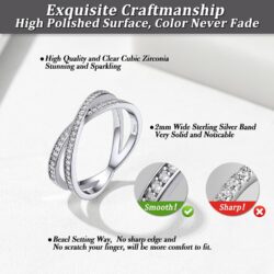 Bestyle Simple S925 Sterling Silver Infinity Knot Rings Cubic Zirconia Rings, Nice Cute BFF Friendship Rings, Dainty Eternity Promise Wedding Bands Perfect Every Day Ring, Size 4-12, Words Engavable - Image 5