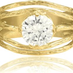 14K Gold Over Sterling Silver Statement Rings With 3.40 TCW Floating Cubic Zirconia, Wire Wrap Ring, Dainty Gold Rings, Gifts For Women, Aesthetic Jewelry, Rings For Women, Gold Jewelry For Women - Image 3