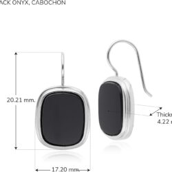 Sterling Silver Black Onyx Square Cushion 16.7x13.3 mm Earrings Art Deco Statement for Women - Image 3