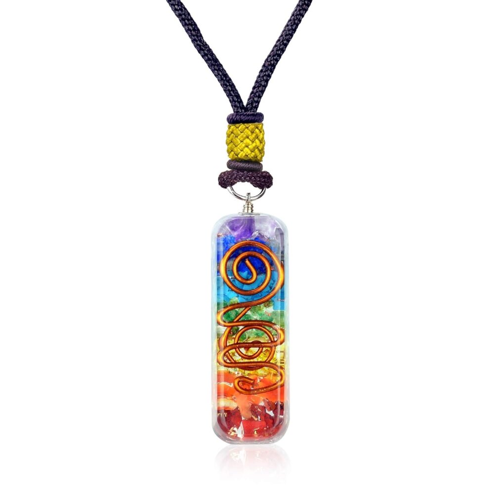 Orgone Chakra Healing Pendant - Adjustable Cord, 7 Chakra Stones Necklace for Energy Protection and Spiritual Healing