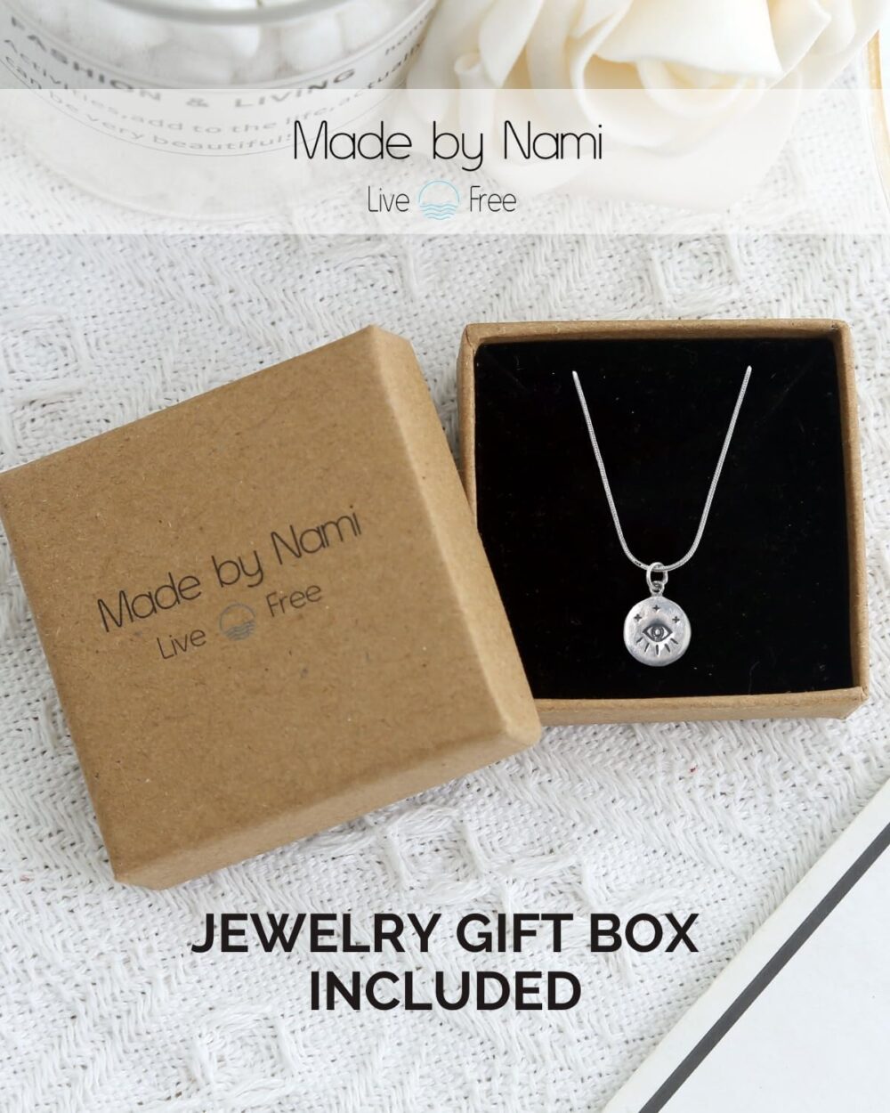 Made by Nami 925 Sterling Silver Necklace - Minimalist Chain Necklace - Pendant Necklace for Women - Women Necklace with Gift Box - Image 6