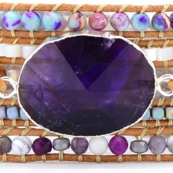 Teepollo Handmade Jasper Turquoise Amethyst Boho Wrap Bracelets for Women-Healing Natural Stone Beads Crystal Bohemian Bracelets Collection for Women Girl