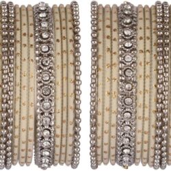 Efulgenz Indian Oxidized Jewelry for Navratri Indian Bangle Set Rhinestone Crystal Boho Oxidized Bracelet Metal Bangle Set Jewelry for Women - Image 7