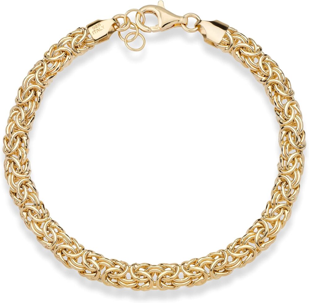 Miabella Italian 18K Gold Over Sterling Silver Byzantine Bracelet for Women, Handmade in Italy - Image 2