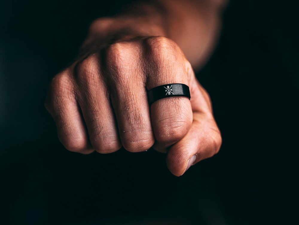 Memento Mori Ring - Stainless Steel Skull Ring For The Practicing Stoic - Black Momento Mori Ring With Minimalist Logo Design, Pinky Ring For Men Women - Image 6