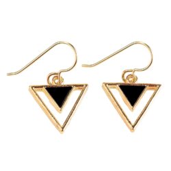 Tribal Triangle Dangle Earrings |Gold Geometric Bohemian Drop Earrings | Multiple Colors Available (Black)