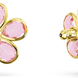 Swarovski Florere Necklace and Earrings Collection, Pink Crystals, Yellow Crystals, Gold Tone Metal Finish - Image 4