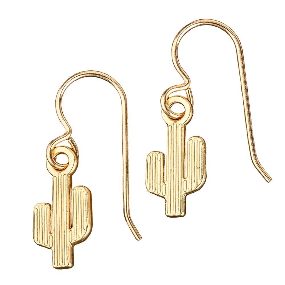 Gold Bohemian Boho Dangle Drop Earrings | (Gold Bohemian Cactus)