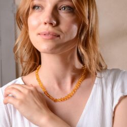 Amberistan Honey Amber Necklace for Women with 18K Gold Plated Silver Clasp - 17inch + 2inch Extender- HandMade from Baroque Amber Beads (Honey) - Image 5