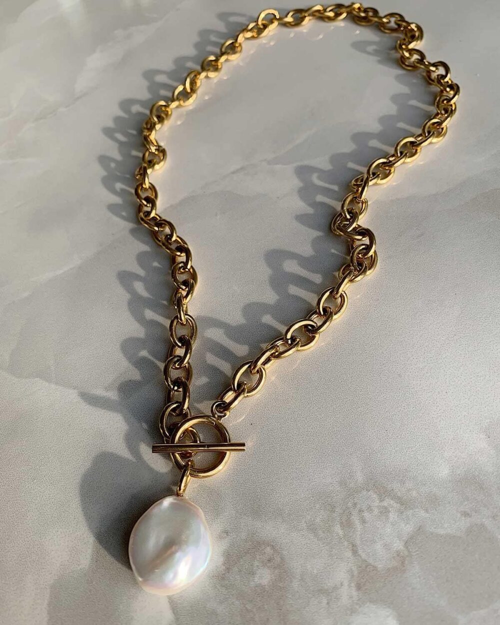 Pearl Pendant Necklace 18K Gold Plated - Image 7