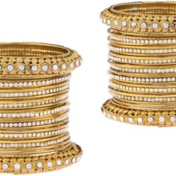 Efulgenz Boho Vintage Antique Gypsy Tribal Indian Oxidized Crystal Bracelets Bangle Set Jewelry