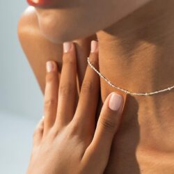 Miabella 925 Sterling Silver Figaro, Beaded Singapore, Sparkle, Cuban Link Chain, Adjustable Choker Necklace for Women Made in Italy - Image 4