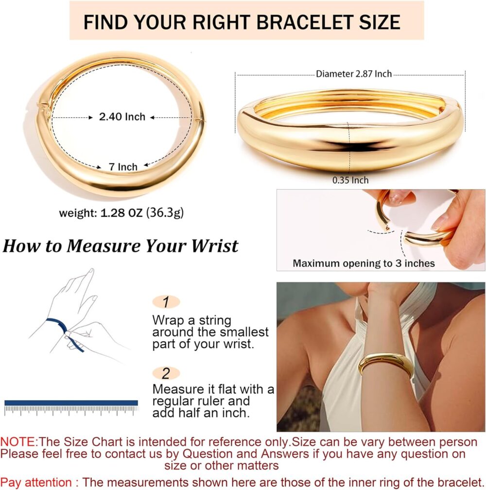 Elegance 11 designs Gold/Silver Cuff Bangle Bracelets For Women Set Chunky Trendy Gold Bracelet Minimalist Hinged Arm Cuff Jewelry Gift 2pcs - Image 5