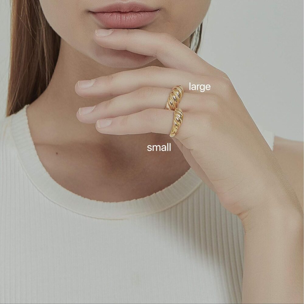 18K Gold Plated Gold Dome Croissant Band Ring, Stackable Ring, Signet Ring, Women Jewelry Minimalist Chic Style (Small) - Image 8