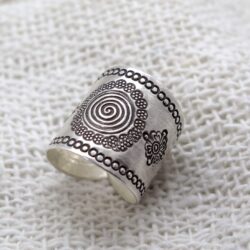 Sterling Silver Mandala ring, Boho Ethnic Tribal Sun Solar Ring, Bohemian Gypsy Silver Ring, Adjustable to sizes 6-12, Can fit also as Thumb Ring - Image 9