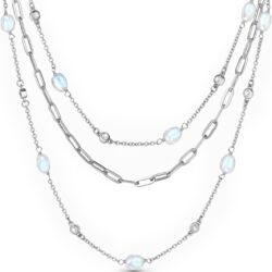 Moon Magic - Authentic Moonstone, Opal, Black Obsidian Necklaces/Real 925 Sterling Silver - 18k Rose and Yellow Gold Enchanted Moonstone Necklaces for Women/Genuine Moonstone Jewelry