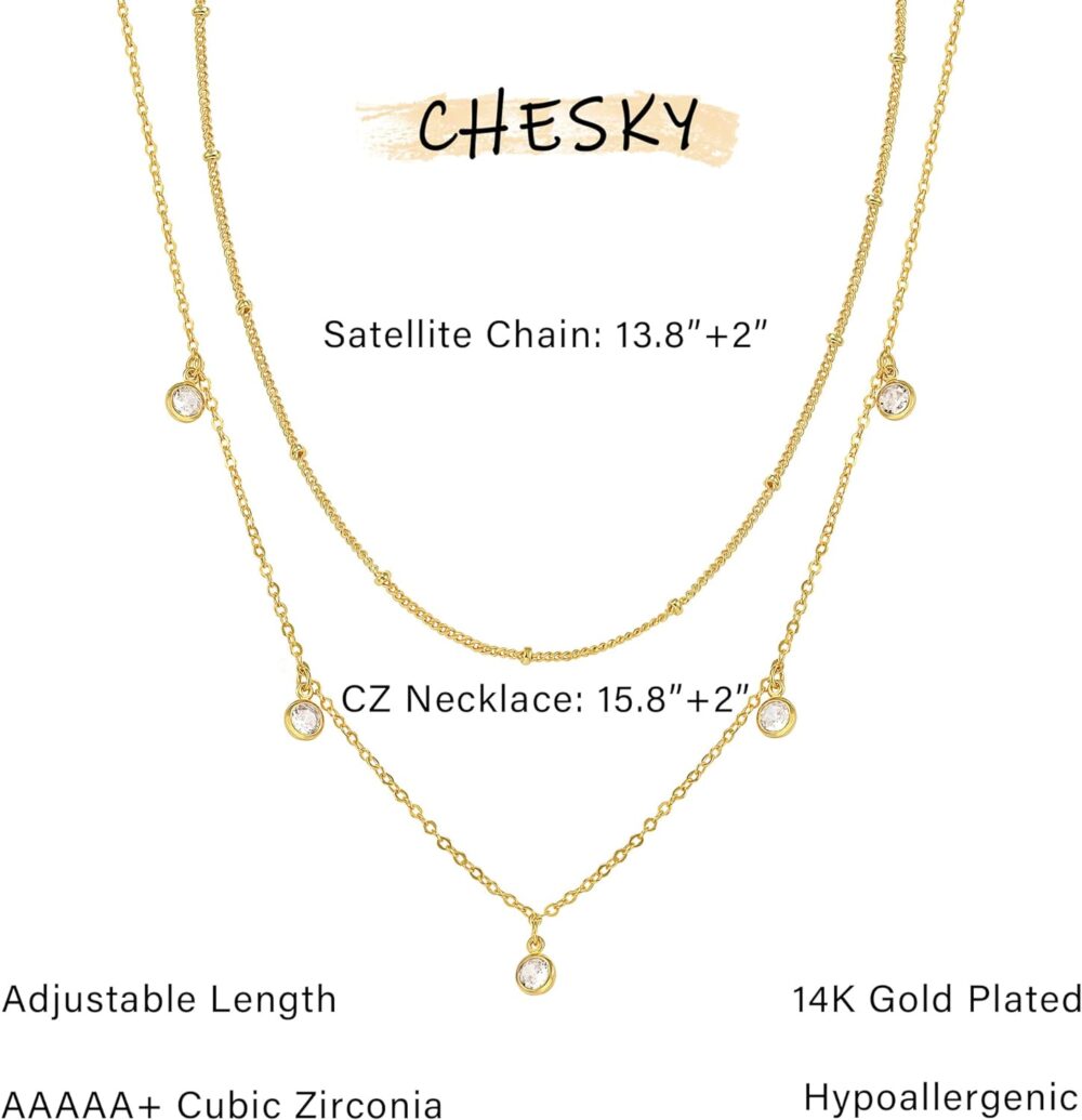 CHESKY Dainty Gold Necklace for Women, Trendy 14k Gold Plated/Sterling Silver Satellite Choker Necklace Thin Beaded Layered Choker Necklaces Discs Paperclip Chain Necklaces Womens Simple Jewelry Gift - Image 5