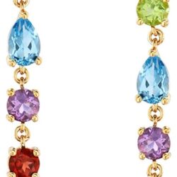Ross-Simons 6.90 ct. t.w. Multi-Gemstone Linear Drop Earrings in 18kt Gold Over Sterling