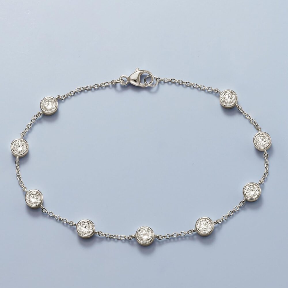 Ross-Simons 2.20 ct. t.w. Bezel-Set CZ Station Bracelet in Sterling Silver. 7 inches - Image 3