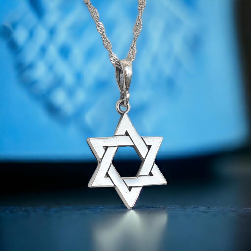 925 Sterling Silver Star of David Necklace with Singapore Chain 18" - Interlocking Magen David Pendant - Handmade Judaica Amulet - Image 7