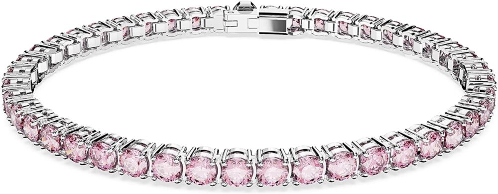 Swarovski Matrix Tennis Bracelet Collection, Pink Crystals, Blue Crystals, Clear Crystals, Round Cut, Rhodium Finish, Gold Tone Finish, Rose Gold Tone Finish