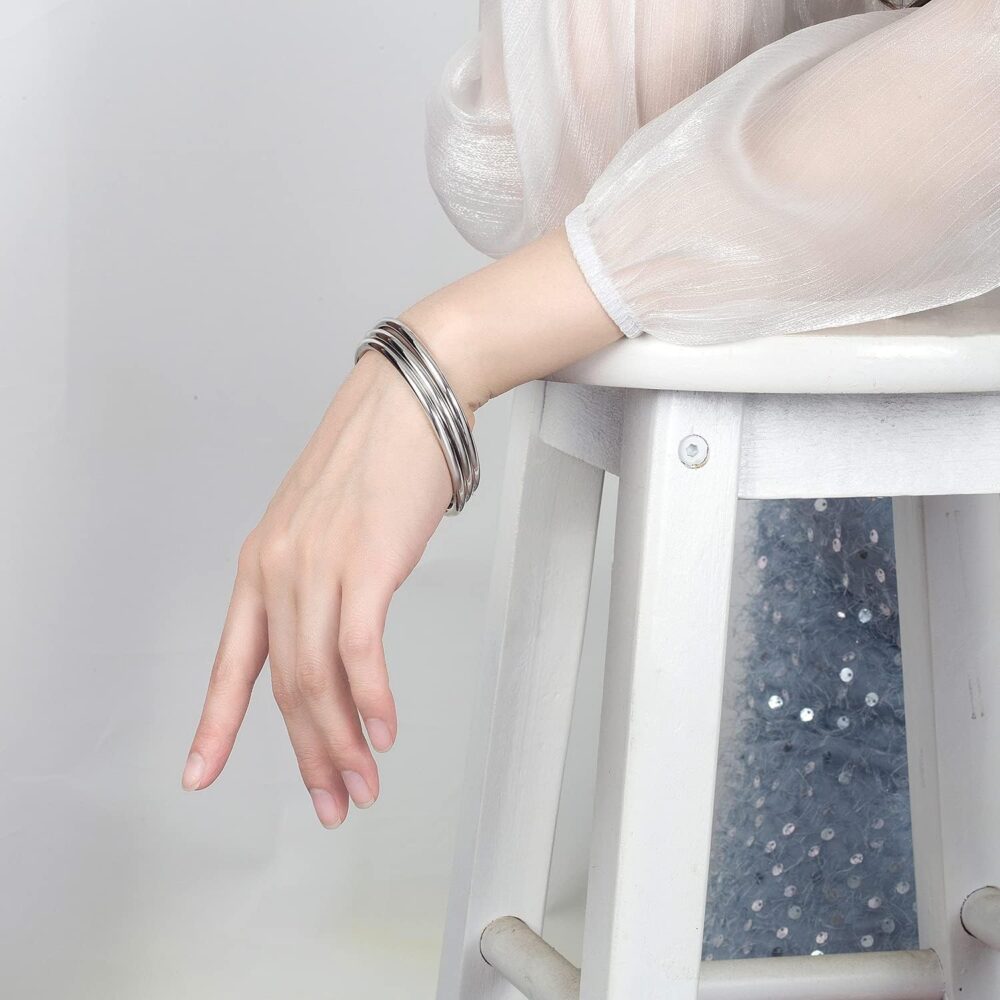 Fashion Smooth Moments Charm 925 Sterling Silver Bracelet Minimalist DIY Women 4MM Bangle Diameter 60-65 MM Jewelry Gift - Image 6