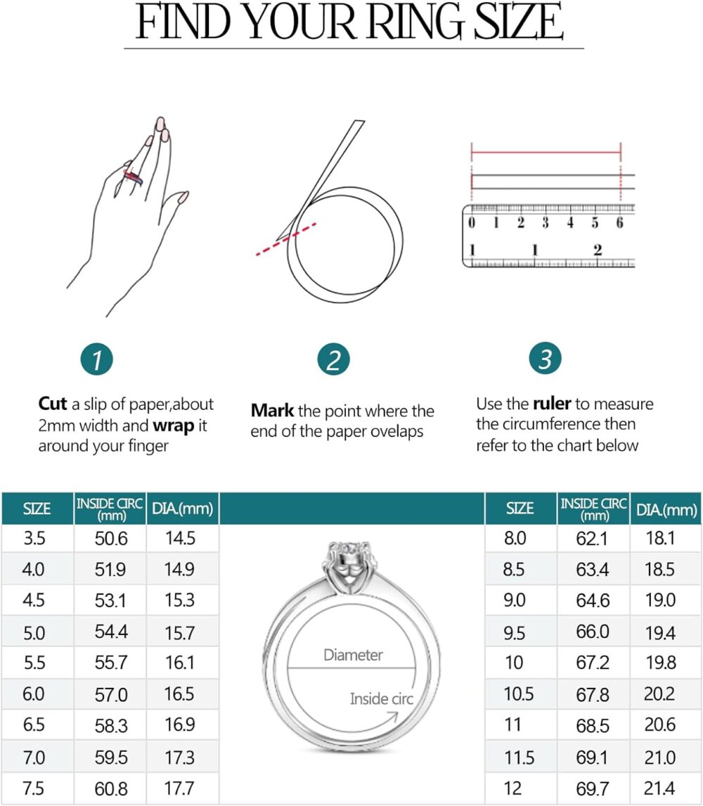 IMOLOVE Moissanite Wedding Band, Wedding Rings for Women, 0.3 ct D Color VVS1 Lab Created Diamond Sterling Silver Rings Half Eternity Stackable Engagement Ring Anniversary Band Size 3-13 - Image 7