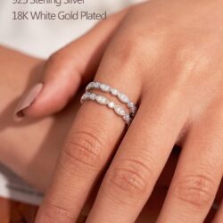 IMOLOVE Moissanite Wedding Band, Wedding Rings for Women, 0.3 ct D Color VVS1 Lab Created Diamond Sterling Silver Rings Half Eternity Stackable Engagement Ring Anniversary Band Size 3-13 - Image 2