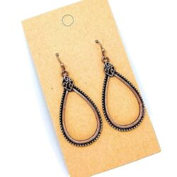 Detailed Copper Teardrop Dangle Earrings - Image 5