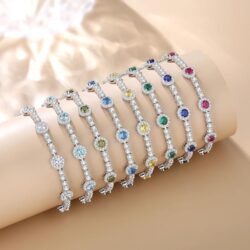 FANCIME Mothers Day Gifts Birthstone Bracelet Sterling Silver Tennis Bracelets Fine Jewelry Birthday Mothers Day Jewelry Gifts for Women Mom Daughter, Length 7" - Image 6