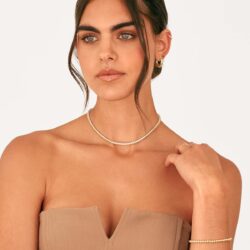PAVOI 14K Gold Plated 3mm Simulated Diamond Tennis Necklace for Women | Tennis Chain | Chunky Long Gold Necklace for Women| Sizes 15" and 18" - Image 3