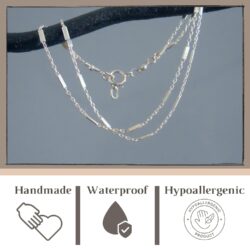 Annika Bella Double Layered Sterling Silver Bracelet, Length 6.5-7.5 Inches, Stranded Satellite Chain Bracelets for Women, Waterproof, Minimalist 925 Women's Bracelet (Satellite Bar Chains) - Image 4