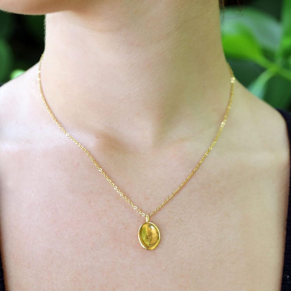 Luminava - Clem Necklace - Worry Stone Rubbing Necklace - 14k Gold Stainless Steel Minimalist Necklace - Stress Relief Gifts For Women - Anxiety Necklace - Fidget Necklace - Panic Attack Relief - Image 2