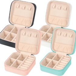 MFXIP Travel Jewelry Case Small Jewelry Box Jewelry Organizer Storage Case Portable PU Leather Mini Jewelry Travel Case for Girls Womens Earring, Necklace, Rings,Bracelets
