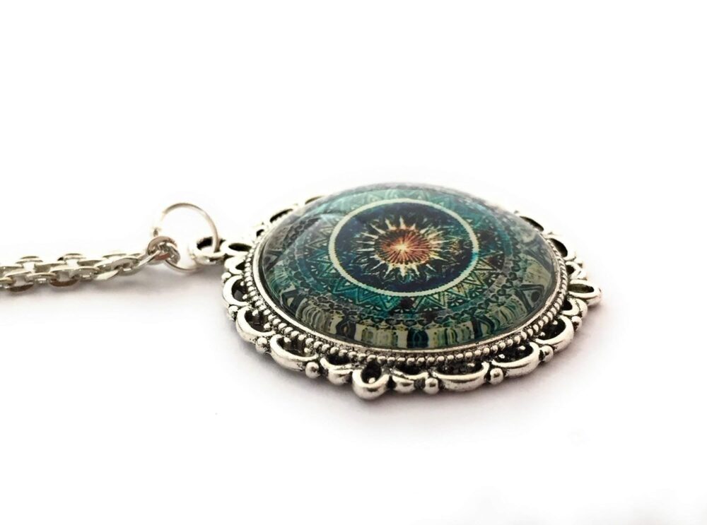 Blue Mandala Necklace - Bohemian Pendant for Women - Handmade Meditation Jewelry - Image 7