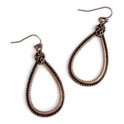 Detailed Copper Teardrop Dangle Earrings