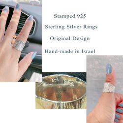 Statement Rings For Women - Stylish Sterling Silver Rings - 925 Silver Promise Rings For Her - Waterfall Theme Hammered Ring - Handmade Designer Mediterranean Jewelry, 17mm Width, Size 4-12 - Image 5
