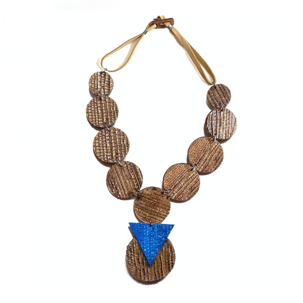 Banana Fiber Forest Magic Necklace - Necklace for Women, Handmade Necklace, Eco-Friendly Pendant, Made in Brazil, Charm Jewelry, Women Artisan - Blue