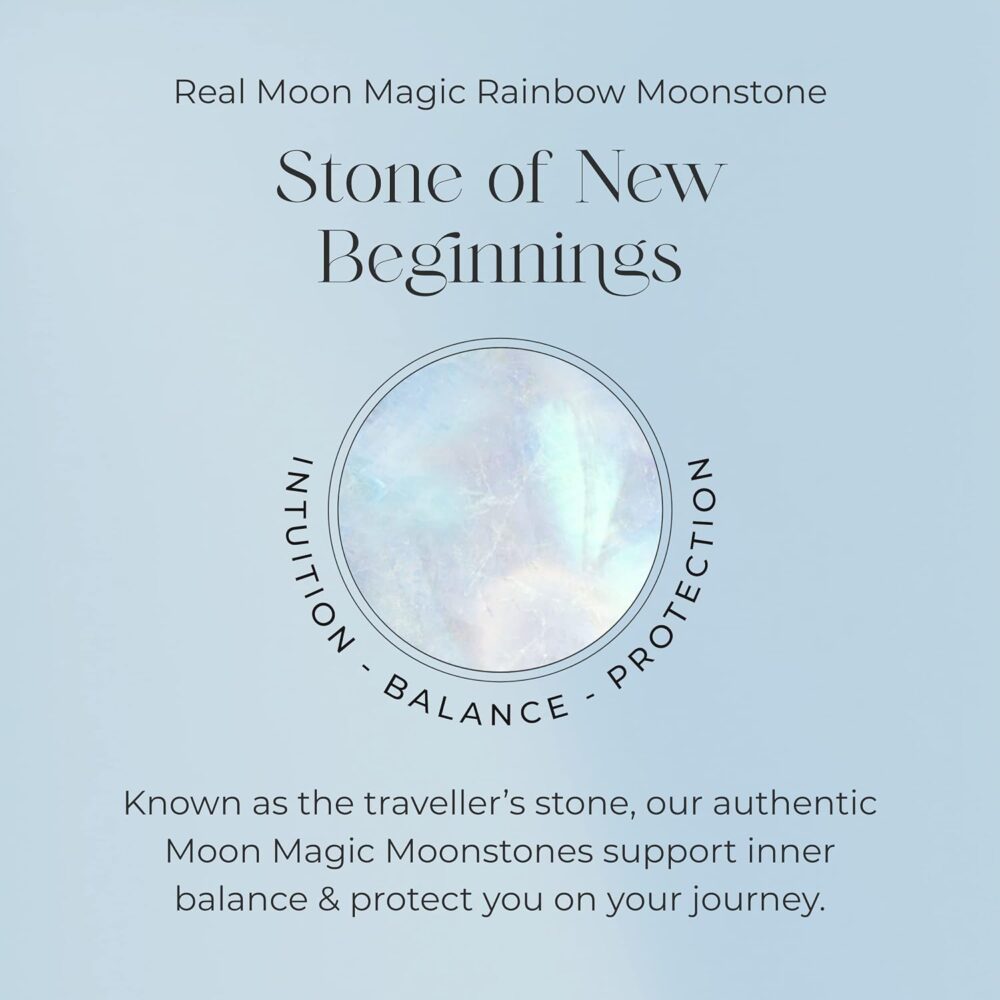 Moon Magic - Authentic Moonstone, Opal, Black Obsidian Necklaces/Real 925 Sterling Silver - 18k Rose and Yellow Gold Enchanted Moonstone Necklaces for Women/Genuine Moonstone Jewelry - Image 5