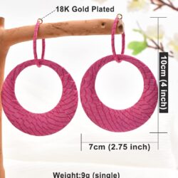 Exclusive Pink Handmade Earrings, Silk Fine Fabric Wrapped Hoop Boho Earrings for Women, Bohemian Style Exaggerated Loop Earrings, Drop And Dangle Earring, Bright, Flamboyant - Image 3