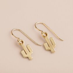 Gold Bohemian Boho Dangle Drop Earrings | (Gold Bohemian Cactus) - Image 2