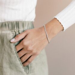 Moissanite Sterling Silver Tennis Bracelet: White Gold Plated 925 Silver Chain - Gold Prong Setting Sparkling VVS1 Solitaire Birthday Valentine's Day Wedding Brides Christmas Jewelry Gift Teen Girl Women - Image 5