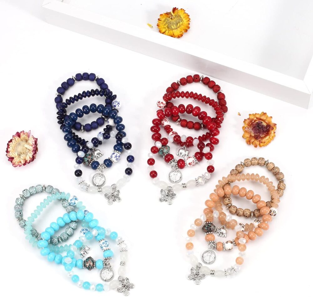 Twinfree Bohemian Bracelets for Women Stretch Multilayer Colorful Beads Bracelet with Charm Jewelry - Image 2