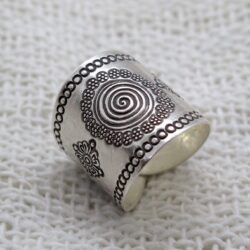 Sterling Silver Mandala ring, Boho Ethnic Tribal Sun Solar Ring, Bohemian Gypsy Silver Ring, Adjustable to sizes 6-12, Can fit also as Thumb Ring - Image 3