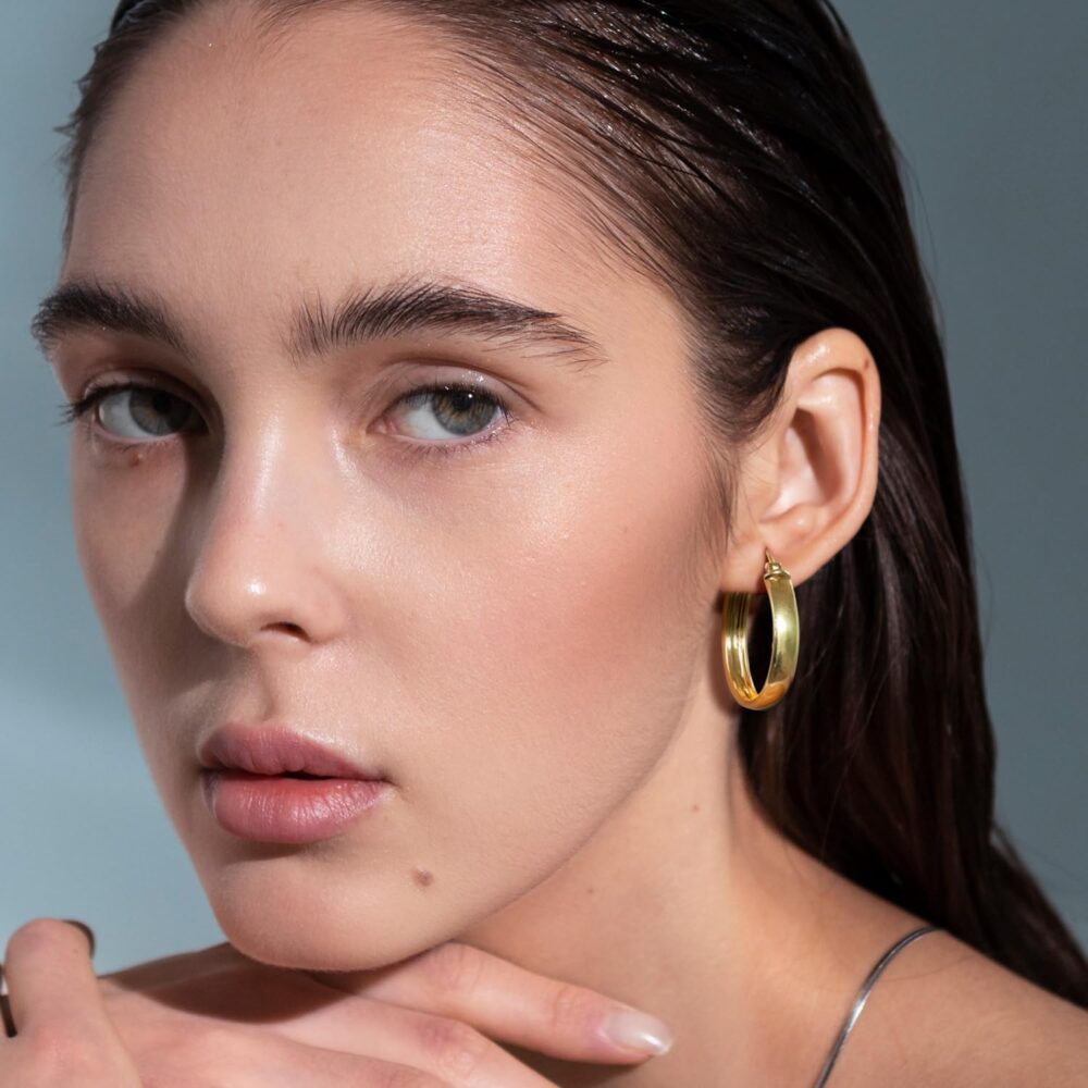 14K Gold Hoop Earrings for Women,Gold Hoops Earrings for Women 14K Gold Earrings Large Hoop Earrings Minimalist Earring Hoops 30mm - Image 4